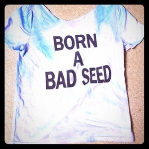 Cold shoulder born a bad seed distressed t shirt